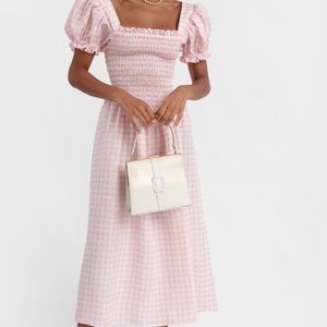 Belle Linen Dress in Pink Vichy